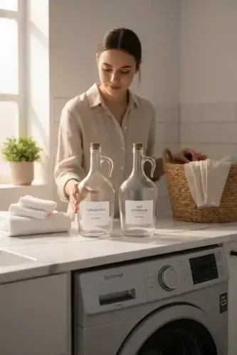 Флакон для смягчителя и жидкого моющего средства с декоративной крышкой-грибом, 1500 мл (1,5 литра) - 5