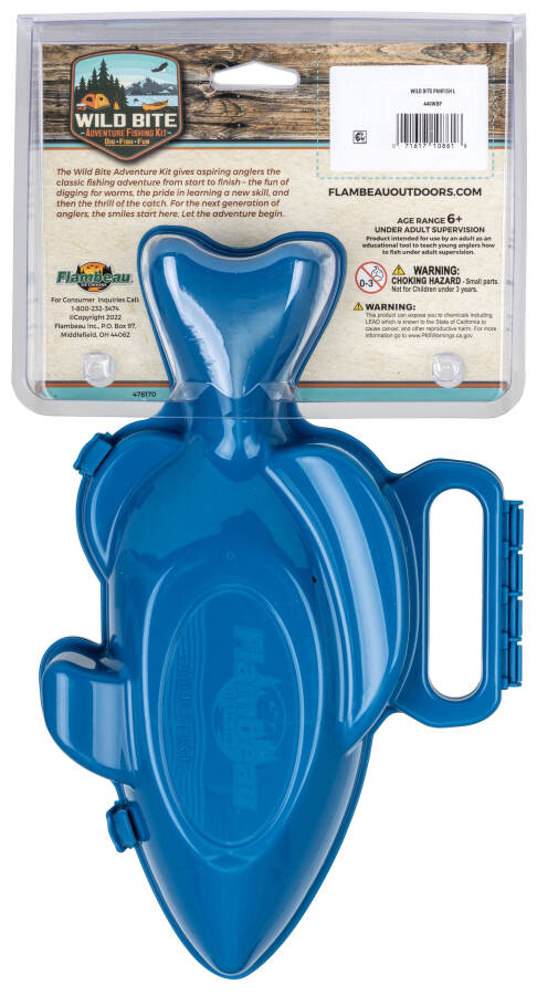 Flambeau Outdoors Wild Bite Panfish 25 Parçalı Çocuk Kiti, Balıkçılık Malzeme Kutusu, Mavi, Plastik, 10.75 inç - 2