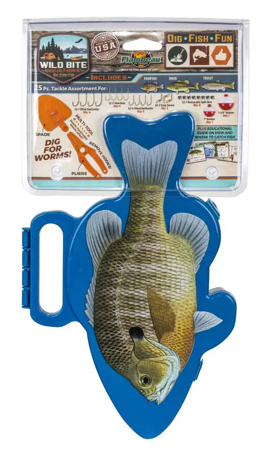 Flambeau Outdoors Wild Bite Panfish 25 Parçalı Çocuk Kiti, Balıkçılık Malzeme Kutusu, Mavi, Plastik, 10.75 inç - 3