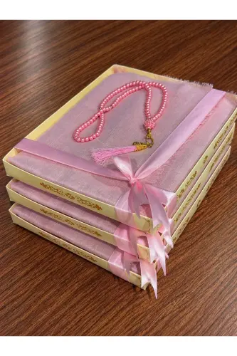 Flamed prayer scarf and tasbih set, suitable for gifts, dowry, birth celebrations and trousseau. - 5