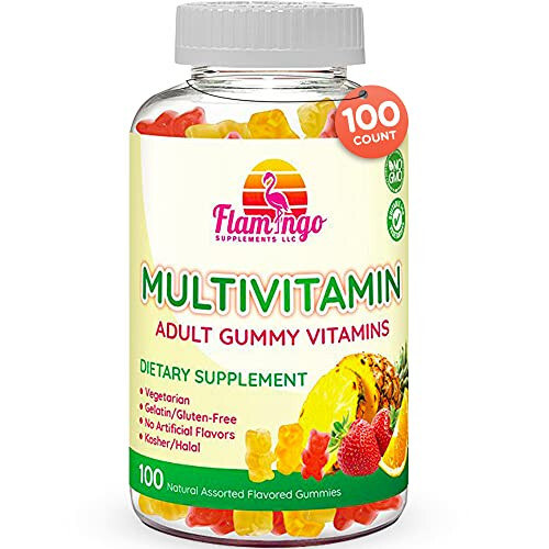 Flamingo Supplements Çoklu Vitamin Sakızları | Vegan Dostu, Koşer Helal Gluten veya Jelatin İçermez, GDO İçermez | Erkekler, Kadınlar ve Çocuklar İçin | 3 Doğal Aroma | C, B3, B12, Biyotin, Çinko ve Daha Fazlası | 100 Sakız - 1