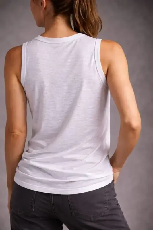 Flamlı Kumaş Sıfır Kolsuz Atlet Basic Spor Üst, Günlük Ve Fitness Kullanımına Uygun - Beyaz - 2