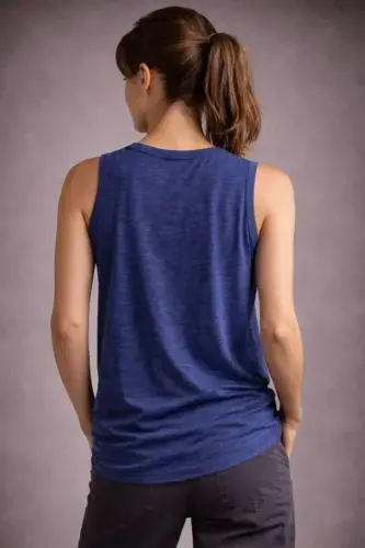 Flamlı Kumaş Sıfır Kolsuz Atlet Basic Spor Üst, Günlük Ve Fitness Kullanımına Uygun - İndigo - 2