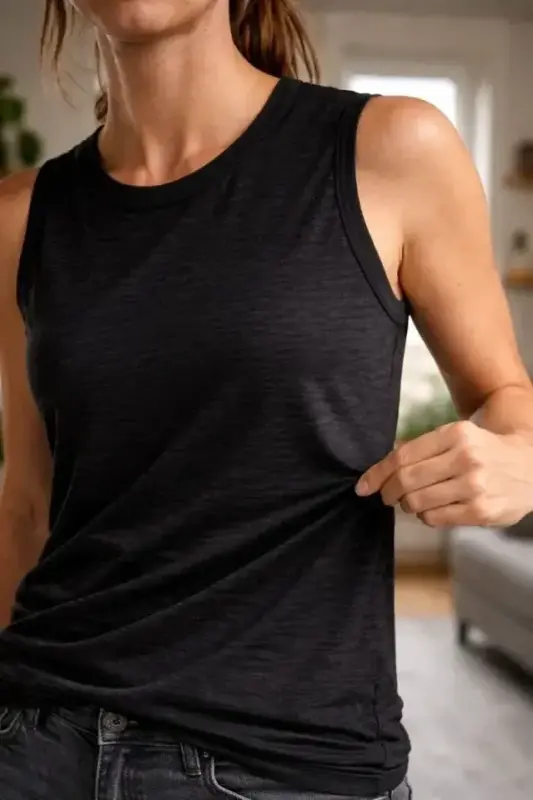 Flamlı Kumaş Sıfır Kolsuz Atlet Basic Spor Üst, Günlük Ve Fitness Kullanımına Uygun - Siyah - 4