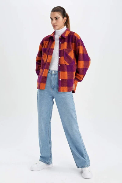 Flanel Kareli Uzun Yengli Ko'ylak To'q sariq - 2