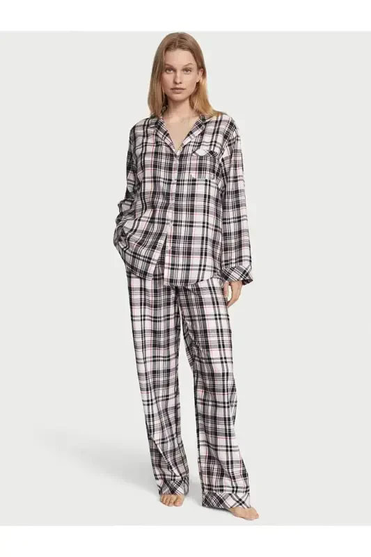 Flanel uzun pijama to'plami - 1