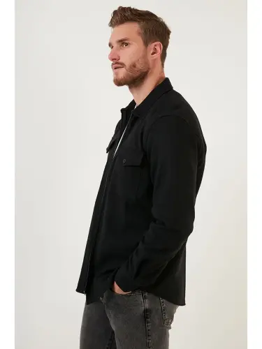 Фланелевая рубашка зимняя Slim Fit с двумя карманами и молнией CF21W112925 - 11