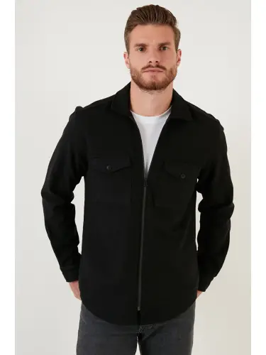 Фланелевая рубашка зимняя Slim Fit с двумя карманами и молнией CF21W112925 - 13