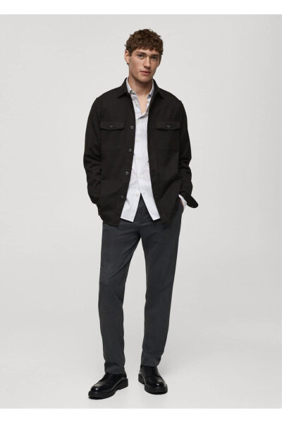 Flannel Regular Fit Jacket with Pockets - MANGO MAN (1)