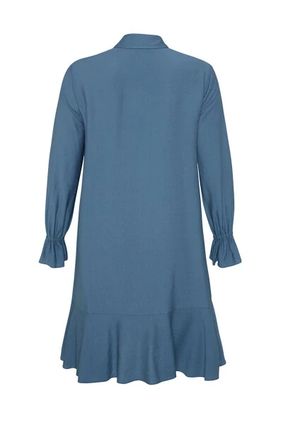 Flare Hem Tunik-Indigo - 3