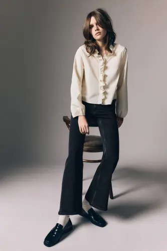 Flared High Jeans-Siyah/Soluk - 1