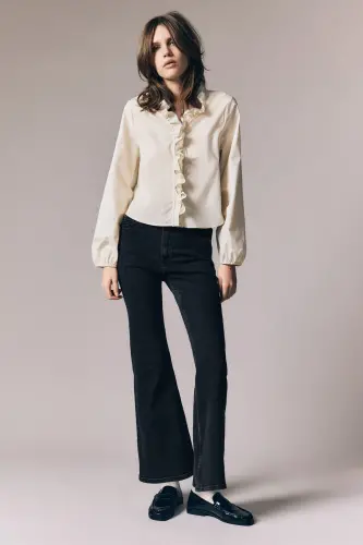 Flared High Jeans-Siyah/Soluk - 2