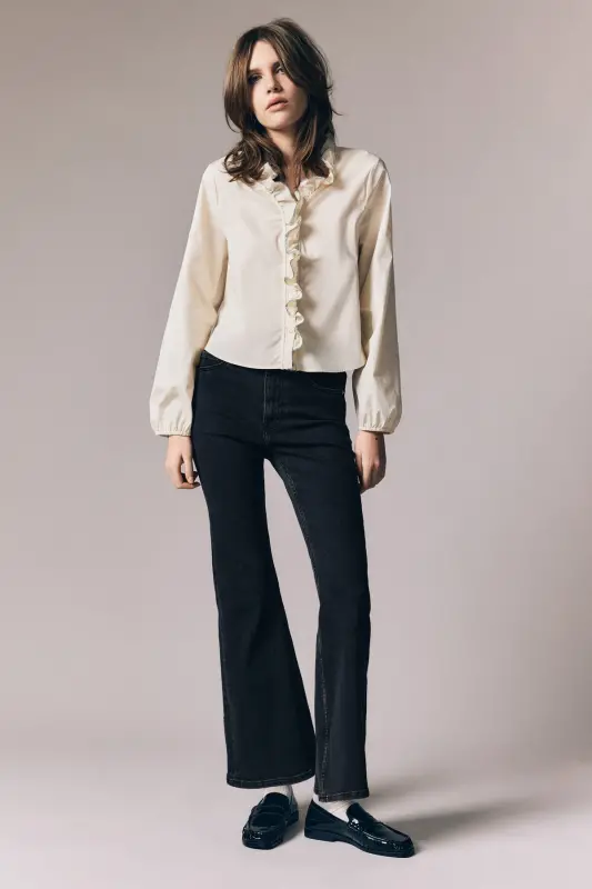 Flared High Jeans-Siyah/Soluk - 2