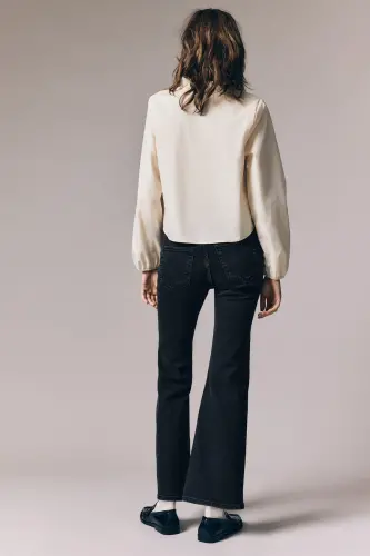 Flared High Jeans-Siyah/Soluk - 4