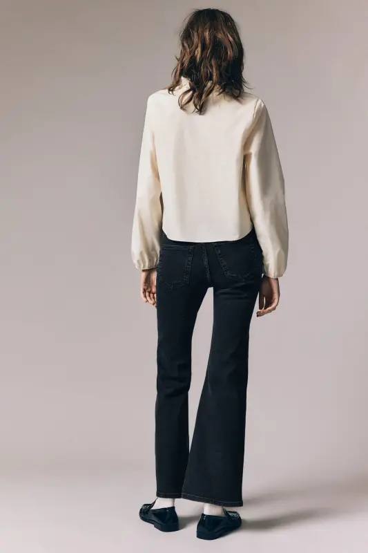 Flared High Jeans-Siyah/Soluk - 4