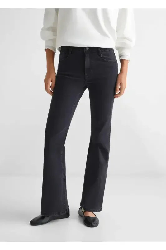 Flared jean pants-Black denim - 6