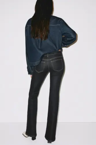 Flared Low Jeans - Kot siyahı - 4