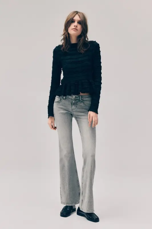 Flared Low Jeans-Soluk gri - 2