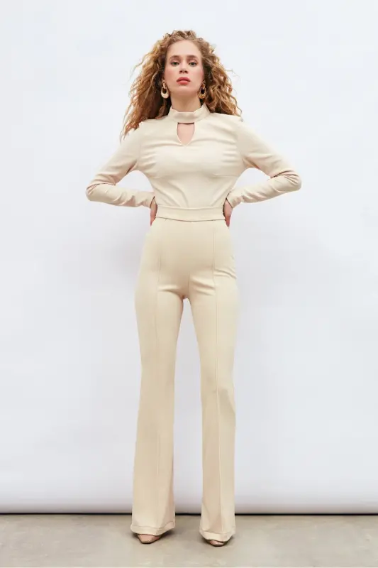 Flared Pants - Beige-BEIGE - 3