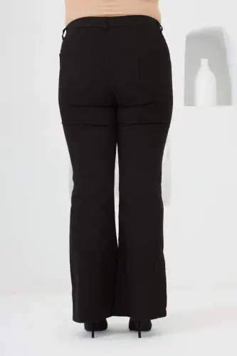 Flared Plus Size Black Cotton Pants - 3
