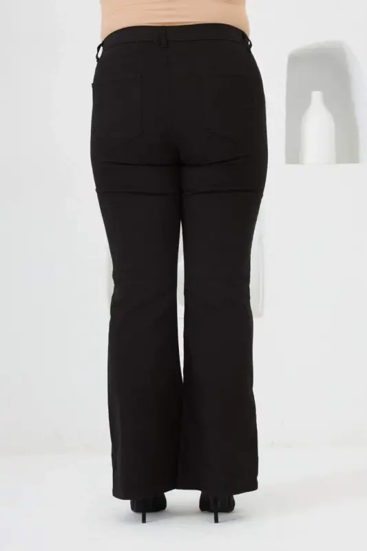 Flared Plus Size Black Cotton Pants - 3