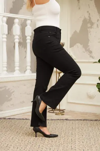 Flared Plus Size Black Jeans - BÜYÜKBEDENIZ (1)