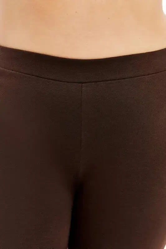 Flared Plus Size Winter Steel Knitted Leggings Brown - 3