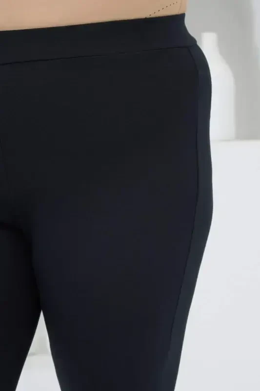 Flared Plus Size Winter Steel Knitted Tights Navy Blue - 3