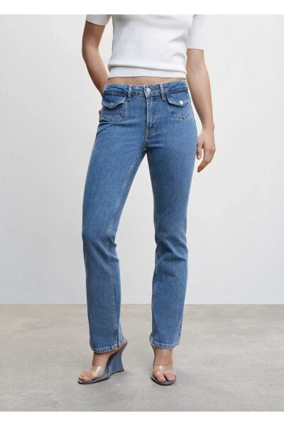 Flared Pocket Jean Pants - MANGO