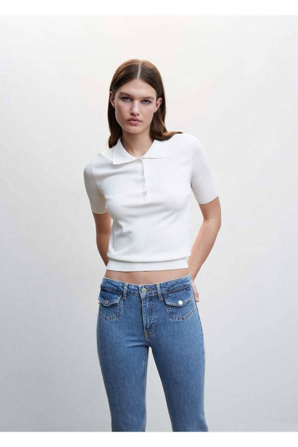 Flared Pocket Jean Pants - 5