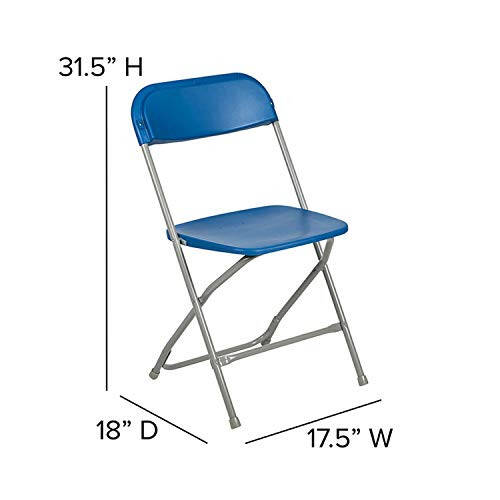 Flash Furniture Hercules Plastic Folding Chair - Blue (10 Pack) | Lightweight, Durable, and Comfortable Event Chair | 650LB Weight Capacity - 3