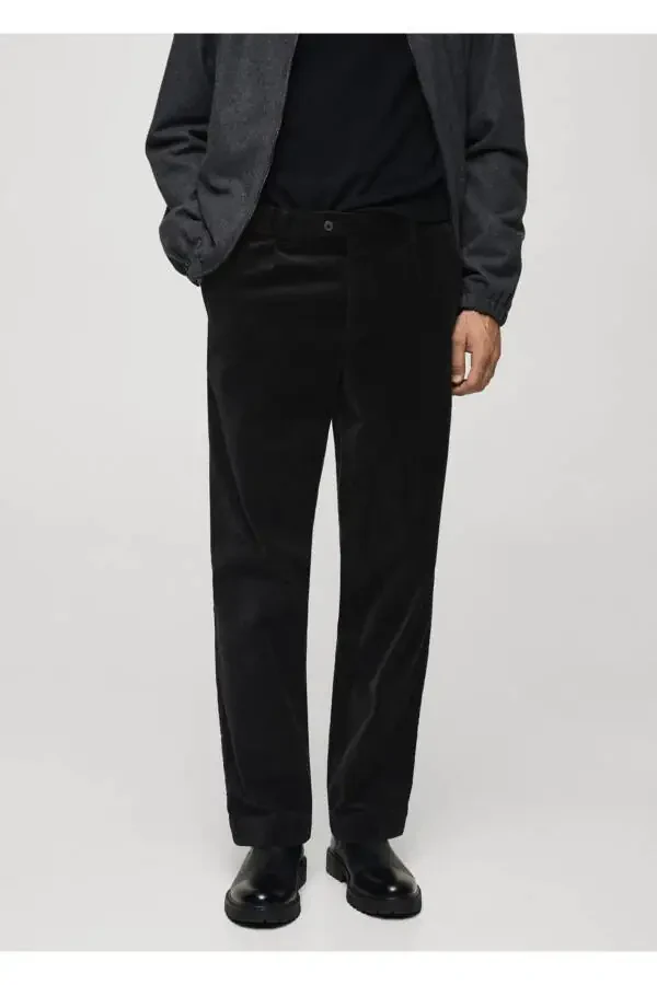 Flat-front Pleated Corded Velvet Trouser - 2