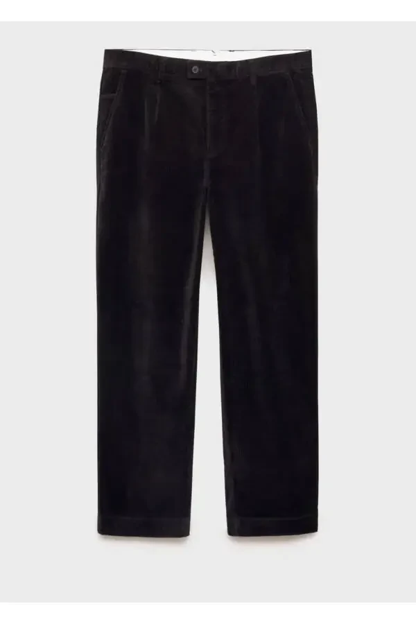 Flat-front Pleated Corded Velvet Trouser - 4