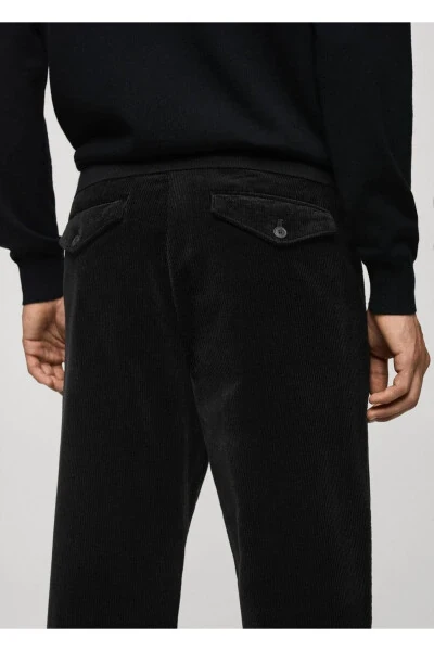 Flat-front Pleated Corded Velvet Trouser - 7