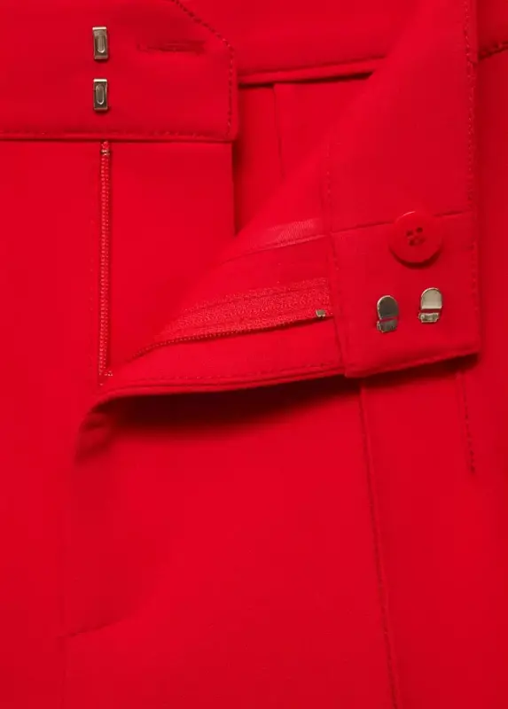 Flat front trousers with decorative stitching - Red - 2