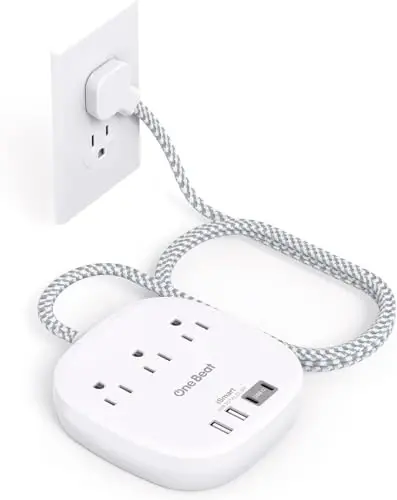 Flat Plug Power Strip, Short Extension Cord 1 Ft - 3 Outlets 4 USB Ports (2 USB C) 22.5W/4.5A Desktop Charging Station, Power Strip No Surge Protection for Cruise Ship, Dorm Room Travel Essentials 