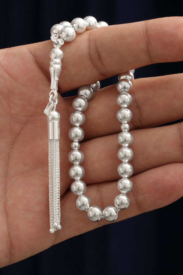 Flat Round Medium 925 Silver Tasbih VET-0091 - 1