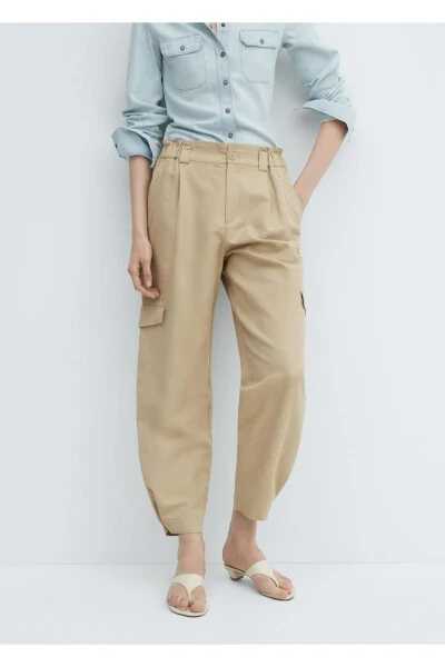 Flax cargo trousers - MANGO