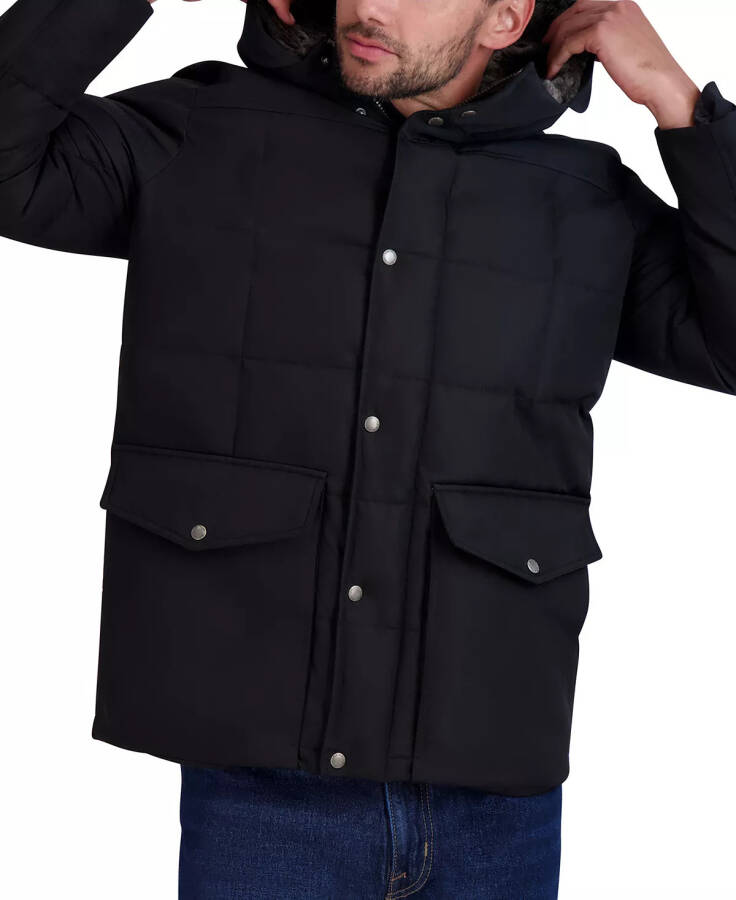 Fleece Astarlı Kapşonlu Erkek Parka Siyah - 3