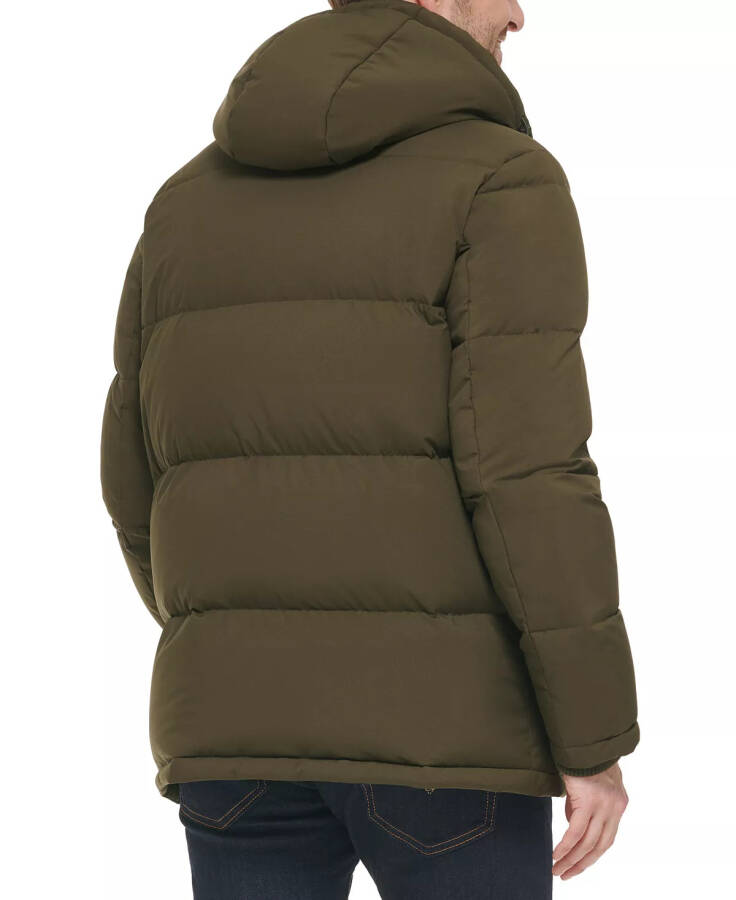 Fleece Astarlı Kapüşonlu Erkek Puffer Mont (Zeytin Yeşili) - 2