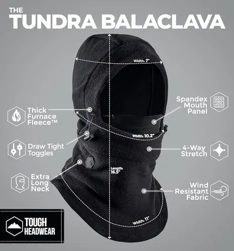 Fleece Balaclava Ski Mask - Erkaklar va ayollar uchun qishki yuz niqobi - Ekstremal sovuq ob-havo uskunalari chang'i snowboarding uchun yuz qoplamasi - 3