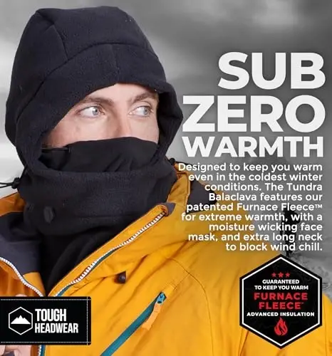Fleece Balaclava Ski Mask - Erkaklar va ayollar uchun qishki yuz niqobi - Ekstremal sovuq ob-havo uskunalari chang'i snowboarding uchun yuz qoplamasi - TOUGH (1)