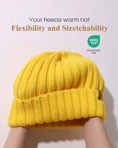 Fleece Lined Beanie Cable Knit Chunky Beanies Womens Snow Cap | Cozy Fleece Lining For -20°C, Itch-Free Comfort, Classic Chunky Cable-Knit, Great For Skiing And Cold Weather Commutes - 3