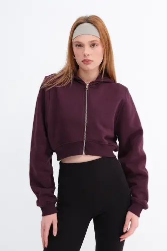 Fleece Lined Hooded Crop Sweatshirt H1526-I9-GARDENYA - ADDAX (1)