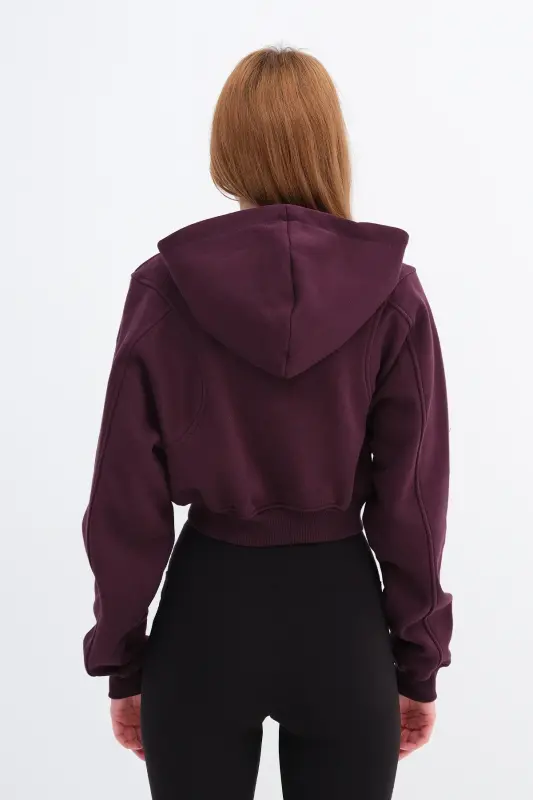Fleece Lined Hooded Crop Sweatshirt H1526-I9-GARDENYA - 6