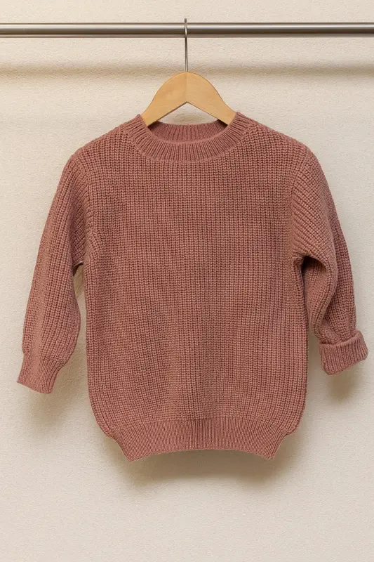 Flexible Crew Neck Kids Sweater - Burgundy - 2