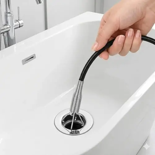 Flexible Drain Clog Remover Tool, Extra Long Plumbing Snake Hair Catcher with 4-Prong Grabber Claw, Heavy-Duty Spring Reacher for Kitchen Sink, Bathroom Tub, Sewer & Dropped Items (63 inch) - 5