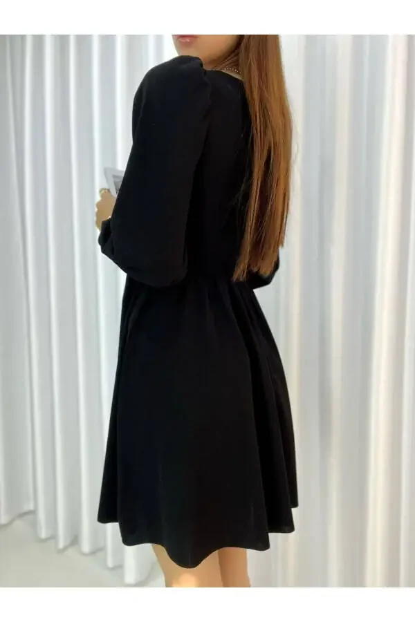 Flexible Fabric V-neck Skirt Bell-Shaped Long-sleeved Abaya - 3