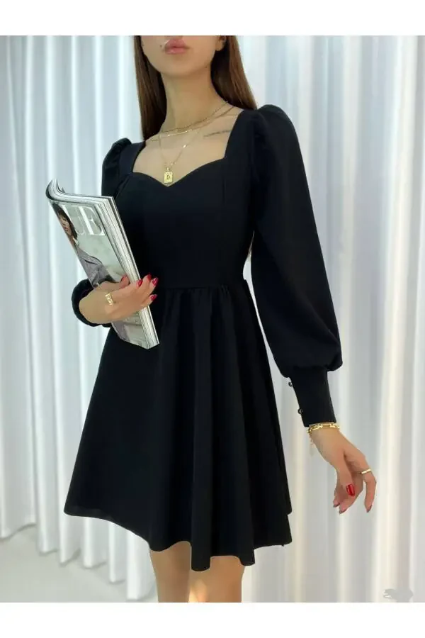 Flexible Fabric V-neck Skirt Bell-Shaped Long-sleeved Abaya - 4