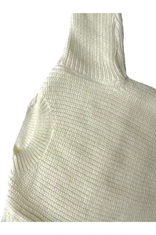 Flexible Knit Sweater Crew Neck Oversize Unisex Baby Kids-Ecru - 2